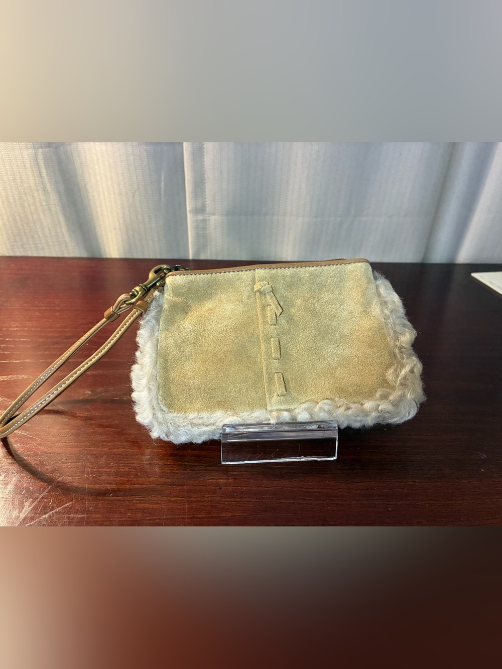 Coach Vintage Suede Shearling Wristlet - Picture 1 of 3